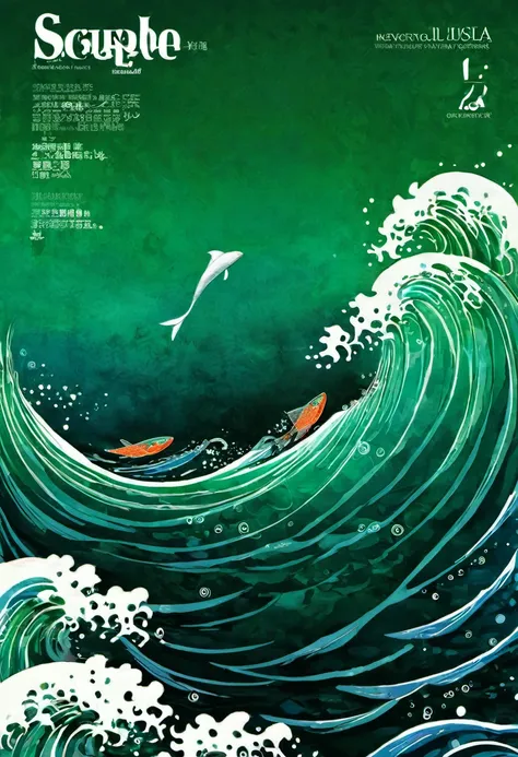 Magazine cover 1.2 magazine cover 1.2 Magazine cover 1.2 masterpieces. The complex and detailed dream-like art style has a big fish jumping upward. The dynamic is bright and clear. The waves in the sea are fluid and dynamic. The dark green gradient on the ...