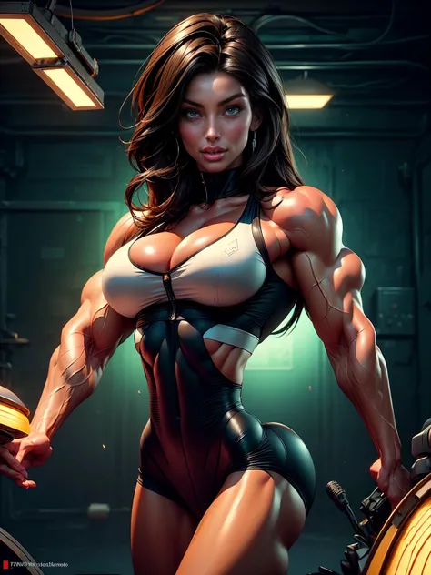 Cinematic, clear facial features and insanely detailed, it captures the essence of a muscular female bodybuilder (Megan Fox) with breathtaking beauty. The color grading is beautifully done, enhancing the overall cinematic feel. Unreal Engine brings her to ...