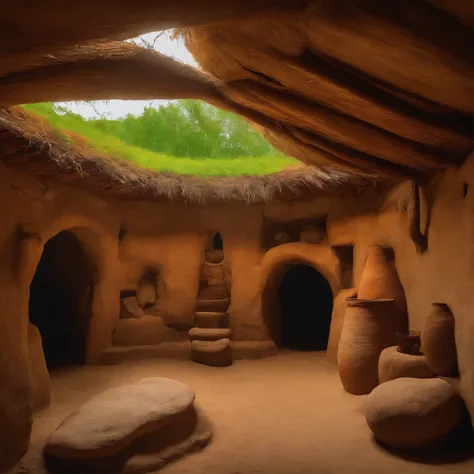 ancient neolithic hut interior