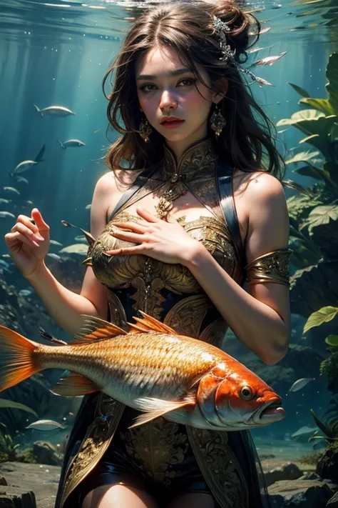 ((best quality)), ((masterpiece)), (detailed), personification of the Fish