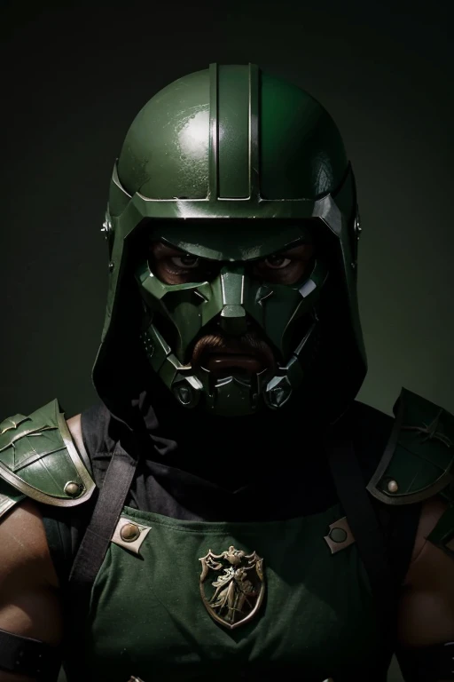 stoic, brutal, masculine vibes, design featuring a Spartan helmet in dark green tones, symbolizing strength and resilience. Incorporate the initials of stoic pathfinders in a stylized, aggressive font to add a personal touch to the logo. A minimalist desig...