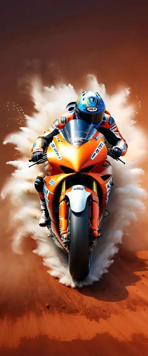 this is a photo composite.double contact.there is a cool motorcycle racing car，the background is shaped by a running wolf。presen...