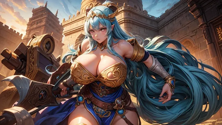 In the realm of anime fantasy art, a breathtakingly intricate and meticulously drawn D&D dwarven female warrior comes to life. With long, flowing double tail hair that cascades down her back, she exudes a sense of strength and determination. Armed with an ...