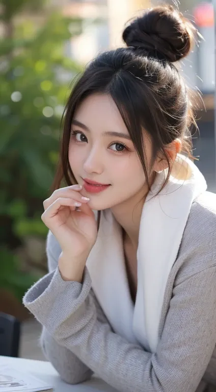 table top, highest quality, shape, Super detailed, finely, High resolution, 8k wallpaper, 完璧なダイナミックな構shape, beautiful and detailed eyes, trendy women winter fashion,small breasts natural color lip, sexy pose,smile,Harajuku、20 year old girl、sexy look for th...