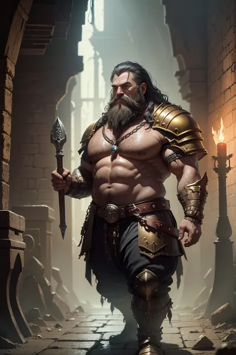 (best quality,4k,highres,masterpiece:1.2),ultra-detailed,realistic:1.37,a dwarven adventurer,big beard,chain armor,bloody axe,staring,gold mirror,reflection,king,greed,dungeon hoard,treasure room,dark and dimly lit room,sparkling gold coins,glittering gems...