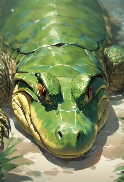 there is a small turtle that is laying down on a white surface, carapace, mmmmm, anthropomorphic alligator, scaly!!!, female gigachad, alligator, the most bizarre hybrid animals, reptil, ultra realistic ”, ultra realistic”, photo of crocodile, crocodile, t...