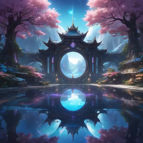 Reflection, aesthetic, extremely detailed, Reflection of the universe, ornate galactic environment, intricate, elegant, highly detailed, centered, digital painting, artstation, concept art, smooth, sharp focus, league of legends concept art, WLOP