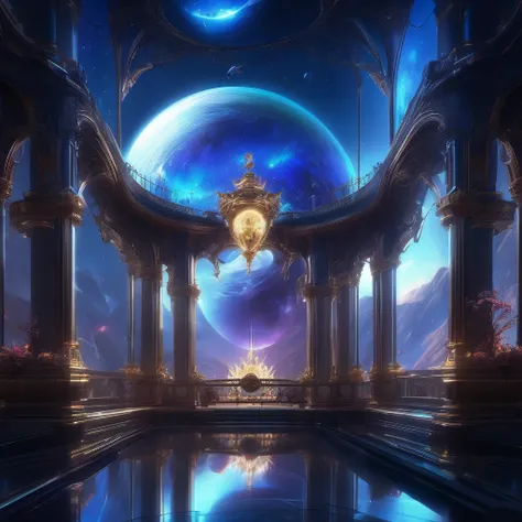 Reflection, aesthetic, extremely detailed, Reflection of the universe, ornate galactic environment, intricate, elegant, highly detailed, centered, digital painting, artstation, concept art, smooth, sharp focus, league of legends concept art, WLOP