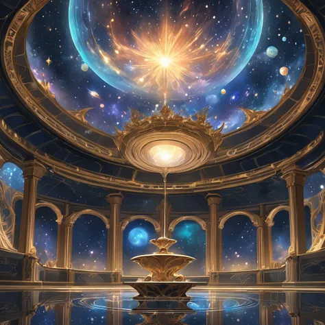 Reflection, aesthetic, extremely detailed, Reflection of the universe, ornate galactic environment, intricate, elegant, highly detailed, centered, digital painting, artstation, concept art, smooth, sharp focus, league of legends concept art, WLOP