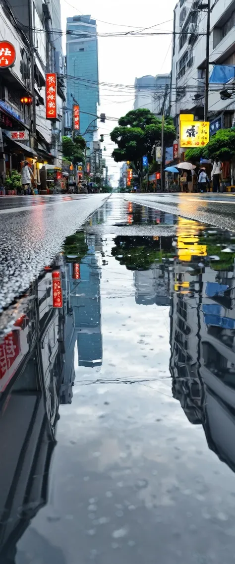 City.Water on the road after rain.Reflection/reflection/reflection.繁華的都市reflection