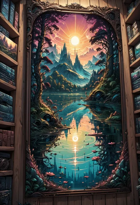 Reflection art, by dan mumford, (best quality, masterpiece, perfect composition, very aesthetic, ultra-detailed, intricate details:1.3)