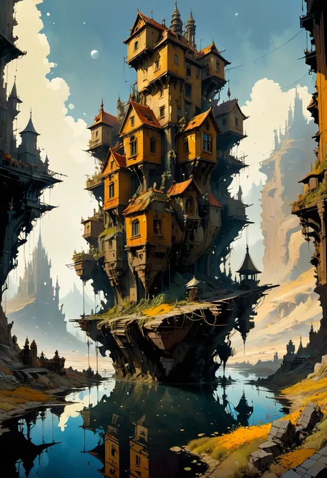 Reflection, by Ian McQue, best quality, masterpiece, very aesthetic, perfect composition, intricate details, ultra-detailed