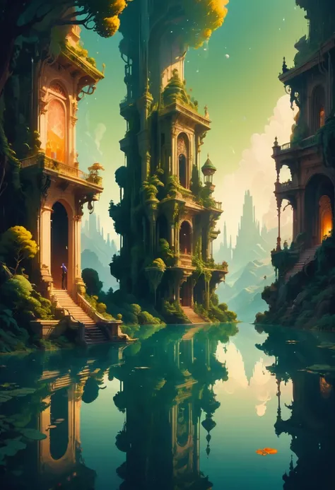 Reflection, by James Gilleard, best quality, masterpiece, very aesthetic, perfect composition, intricate details, ultra-detailed