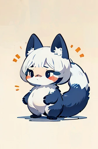 (((animals,white monster, an illustration, chibi))), (sad face, animals, fox head, wolf carcass, owl back wing, tail snake, four...