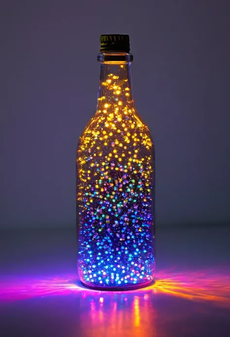 Glowing Object A glass bottle filled with tiny LED lights