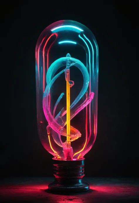 (colored luminous object, glowing neon light:1.6), capture the ethereal light and shadow in a stunning photograph with selective...