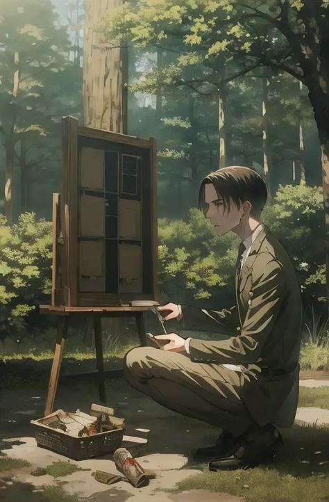 leviackerman(1zgame),1 boy,Single, suit,antiquities,painting,nature