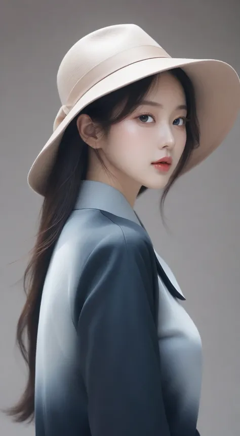 un gros plan d&#39;une femme portant un chapeau et une veste, portrait d&#39;a female korean idol, style artistique réaliste, oeuvre d&#39;art dans le style de guweiz, fanart de fille urbaine, jusqu&#39;to the model | type germe, [ 4K digital art ]!!, styl...