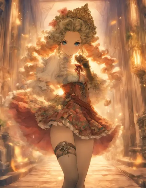 a drawing of a woman in a dress and stockings holding a purse, an anime drawing by Ayami Kojima, pixiv, rococo, boris valejo. octopath traveler, boho chic | | very anime!!!, highly detailed exquisite fanart, beautiful drawing style, ”beautiful anime woman,...