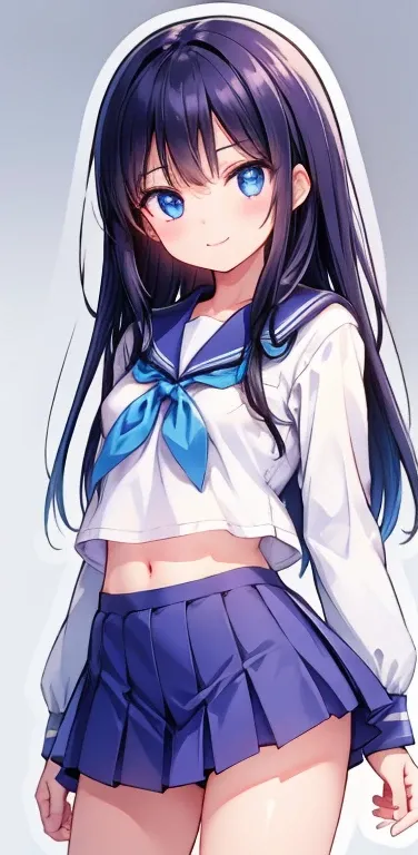 Realistic、1girl、black hair、blue eyes、open stance,(),(eye focus:1.3,cowboy shot),(gradient eyes:1.3),(Attractive body: 1.2), JK: 1.1,(sailor uniform
)、(light smile:1.3),cute face、,(tareme:1.3),(small breasts:1.3),