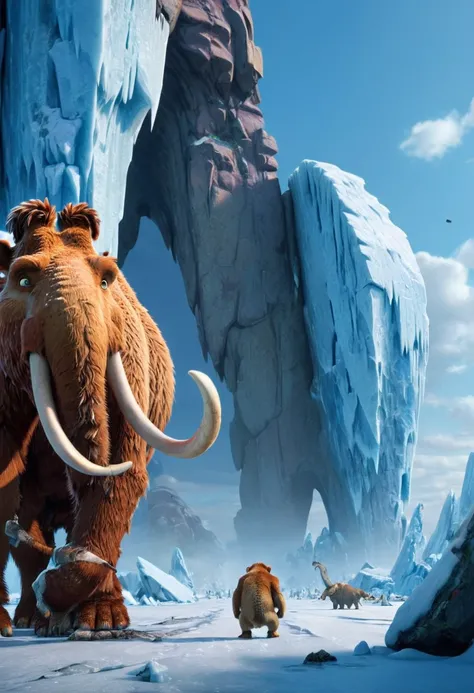 ultra-wide angle, "Ice Age", (masterpiece, best quality, perfect composition, very aesthetic, absurdres, ultra-detailed, intricate details, Professional, official art, Representative work:1.3)