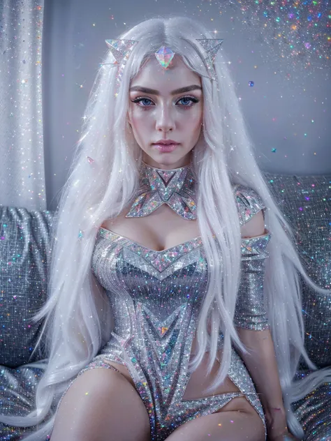 {-erro_de_anatomia:1.0} masterpiece, highest quality, (perfect face:1.1, (high detail)1.1, sweet stardust vampire , long soft white hair, opal eyes, perfectly drawn face, black dress, stars detailed background, prismatic lighting, glitter, whole bod., Very...