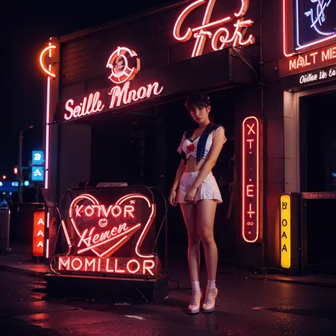 A neon sign of sailor moon