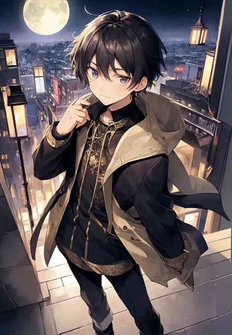 anime boy standing on a rooftop with a city in the background, handsome anime pose, anime youth, Tall anime guy with blue eyes, everyone, inspired by Okumura Masanobu, anime boy, Original Anime Drawings, Gwaites style artwork, 4k manga wallpaper, light nov...