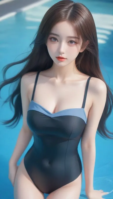 a close up of a woman in a swim suit posing by a pool, beautiful anime girl, seductive anime girl, pretty anime girl, beautiful alluring anime teen, attractive anime girl, cute anime girl, beautiful anime woman, beautiful alluring anime woman, anime girl w...