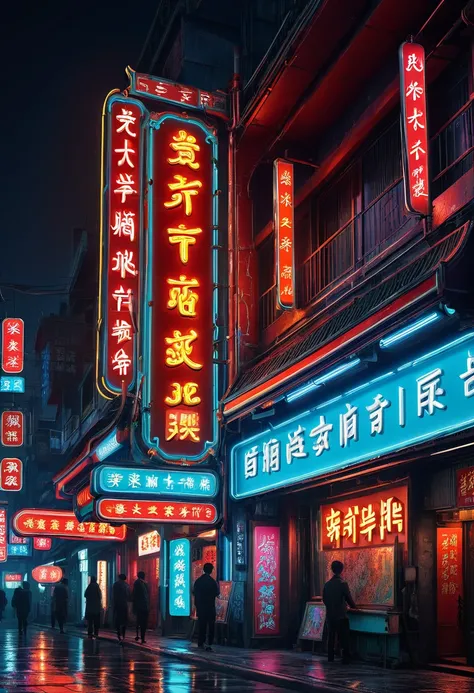 Neon Sign, by Song Huizong Zhao Ji, (masterpiece, best quality, perfect composition, very aesthetic, absurdres, ultra-detailed, intricate details, Professional, official art, Representative work:1.3)