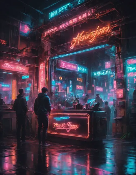 Neon Sign, by Ross Tran, best quality, masterpiece, very aesthetic, perfect composition, intricate details, ultra-detailed