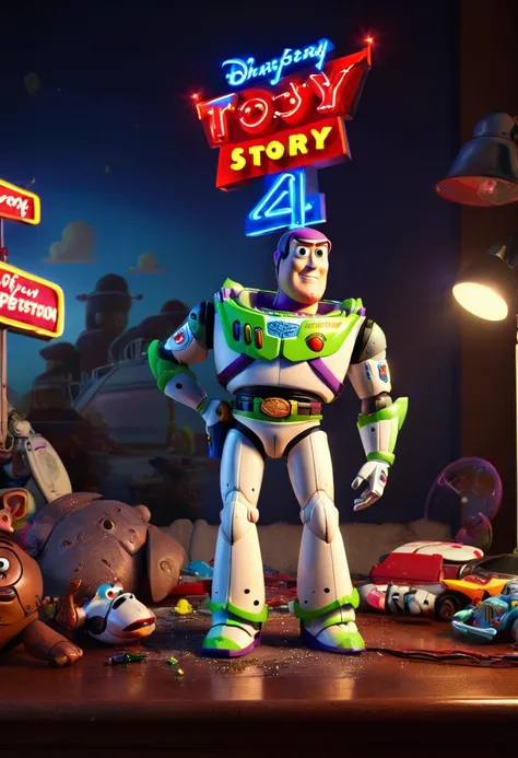 Neon Sign, "Toy Story", (masterpiece, best quality, perfect composition, very aesthetic, absurdres, ultra-detailed, intricate details, Professional, official art, Representative work:1.3)