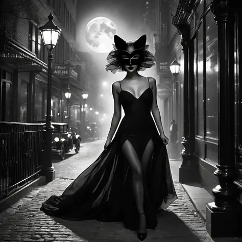 (best quality,ultra-detailed,realistic:1.37),mystical black fox sneaking,transforming into lovely temptress,enticing young men,nighttime encounters,1920s New York City,captivating seduction,forbidden desires,secretive rendezvous,dark desires unleashed,mesm...