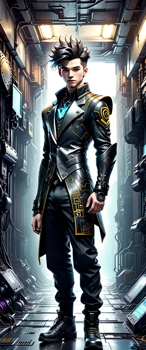 ((ultra gran angular x0.5:1.5, camera bottom view, Pin en Cybergoth:1.5)), ((autofoto:1.4, young man Pin en Cybergoth, wearing Pin en Cybergoth clothing, varios colores y decoraciones vibrantes :1.3, dynamic pose)),((paisaje industrial, impresionante, vist...