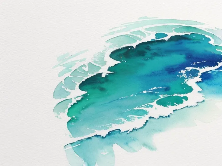 watercolor sea painting on white background、watercolor painting、 
 Corporate template creation illustration、flame、corporate logo、Logo Creation、no text　Missing characters、Leave a space between the characterodern without text、simple、professional summer image...