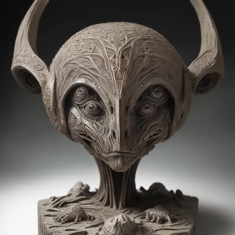 Alien sculpture, square, (masterpiece, best quality, perfect composition, very aesthetic, absurdres, ultra-detailed, intricate details, Professional, official art, Representative work:1.3)