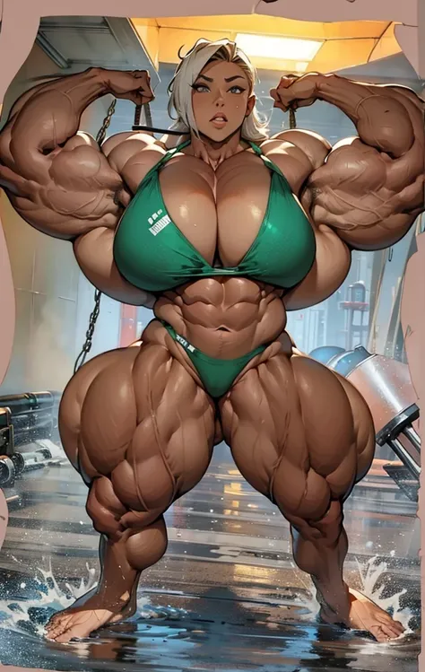 (Huge muscle girl),(female bodybuilder),(gigantic thighs:1.8)