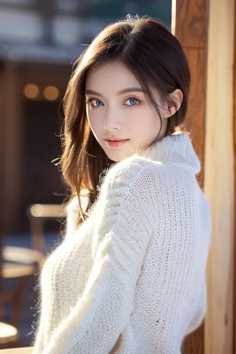 (table top:1.3, Photoreal:1.4, 8K), highest quality, masterpiece, 超A high resolution, perfect dynamic composition, Highly detailed skin and facial textures:1.3, detailed eye, Detail of limbs, cold winter, 1 girl, Cute sexy slim woman in her 20s, Fair skin,...