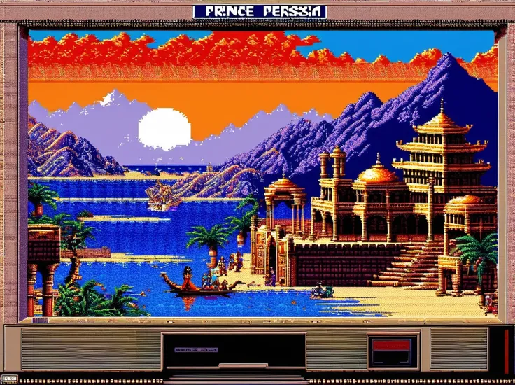 Game "Prince of Persia", 8 bit game, Konami Studio, 90s, collage, old tube TV screen, protogenes,((Best quality, masterpiece)),
(Higher detail), Impressionism:1.1, 8k