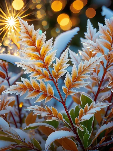 lighting art,Best quality, Masterpiece
Macro photography,glowing ice crystals Leaves and Flowers, glowing snow, patterns,rich details,selective focus,depth of field,blur, Bokeh,32K,
,National Geographic Magazine Style,High definition, ultra-high resolution...