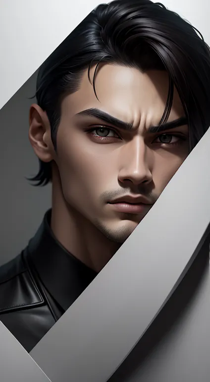 leonardo style ,stylized male, dark hair, black eyes, looking at viewer,  cell shade art style,comic book , insane resolution , ...