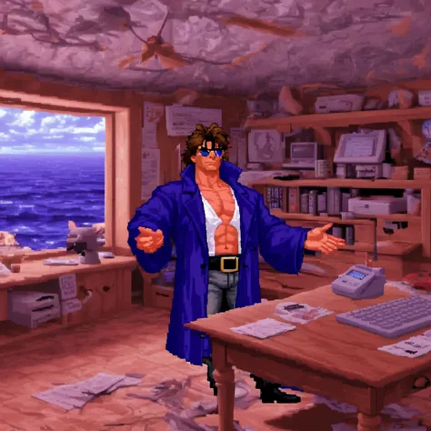 lcas artstyle, lucasarts style, retro game, a man wearing a black robe with blue eyes, highly detailed, digital painting, artsta...