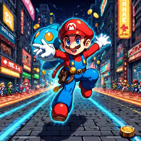 (super mario,rockman,mega man,retro game:1.1),(platform game:1.1),pixel art,old school graphics,(best quality,4k,8k,highres,masterpiece:1.2),vibrant colors,classic 8-bit sound effects,action-packed,exciting gameplay,adventurous levels,detailed backgrounds,...