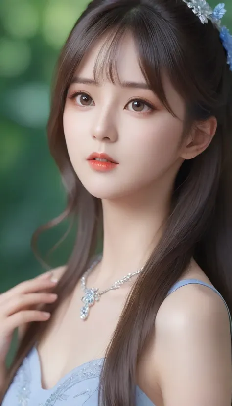 a close up of a woman with long hair wearing a dress, gorgeous young korean woman, beautiful young korean woman, cai xukun, beau...