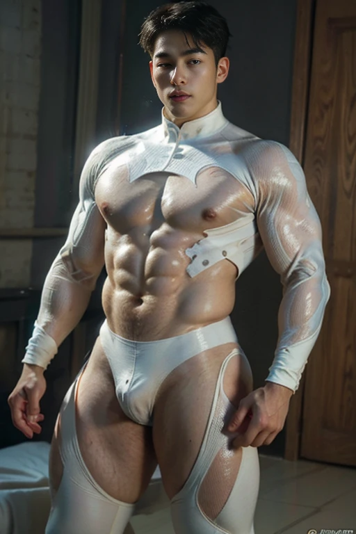 (masutepiece,High resolution,ultra - detailed:1.0),1(Boy ),Perfect male body,Look at the camera,Delicate eyes and delicate face,extremely details CG,Unity 8k壁纸,intricate-detail,solo person,Detailed face, (Futuristic skin-perfect white bodysuit), Best Quali...