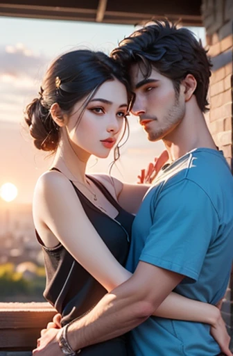 masterpiece, best quality, {best quality}, {{masterpiece}}, {high resolution}, {{{every field}}, extremely detailed couple, illustration, couple, 1 boy, 1 girl, couple, like, like, Romantic, sharp focus, male focus, female focus, black hair, violet eyes, s...