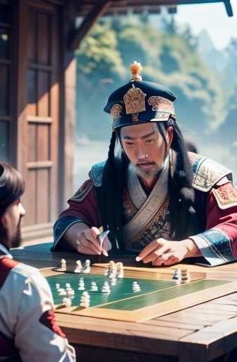 Guan yu, Liu Bei, Playing the board game Three Kingdoms with Zhang Fei  