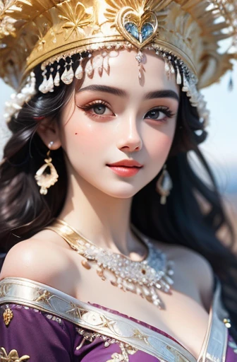 masterpiece, best quality, masterpiece, godlike quality, godlike art, The facial details are very rich, Highly realistic, Lovely, young girl, Smile, big eyes, long eyelashes, colorful hair, colorful eyes, shiny skin, plump lips, thick lips, shiny skin, blu...