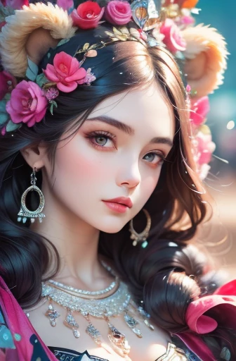 (masterpiece:1.4), (best quality:1.4), Very detailed, complex, Super detailed, (perfect face), illustration,soft light, full_Body, 1 girl, ,  to hair, rich and colorful, Colorful, from_more than ,Bear_Costumes , prison 