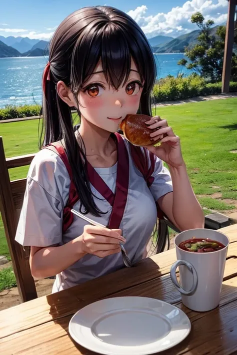 akagi en chile comiendo un completo